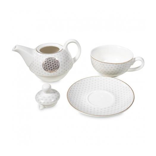 Juego de Té Taza y Tetera Flor de la Vida