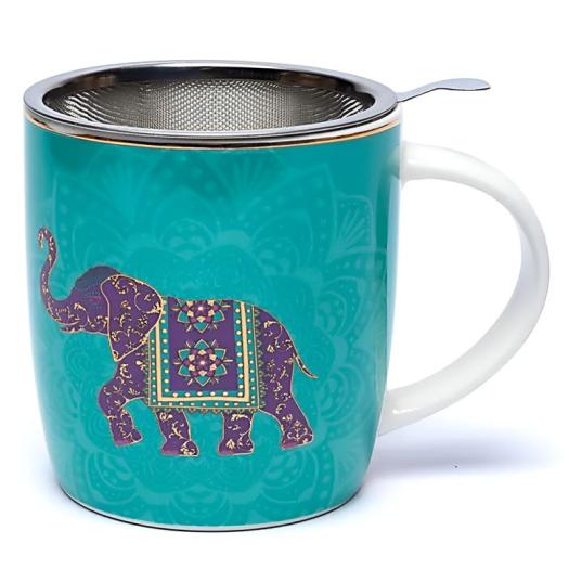Juego de Taza de Té con Infusor Elefante Indio 400ml