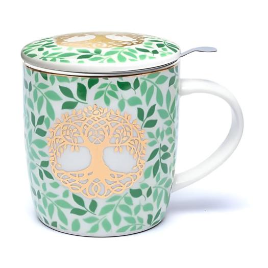 Juego de Taza de Té con Infusor Árbol de la Vida con Tapa 400ml