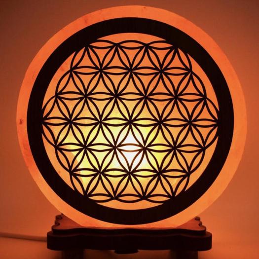 Lámpara de Sal del Himalaya Flor de la Vida