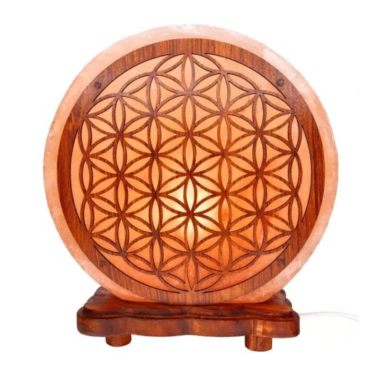 Lámpara de Sal del Himalaya Flor de la Vida