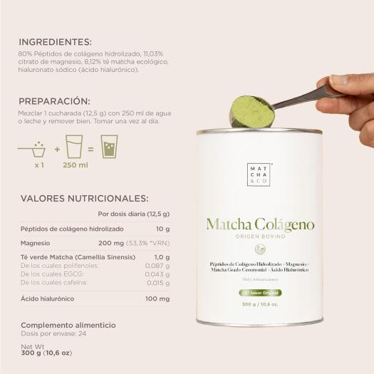Matcha Collagen Colágeno con Magnesio y Té Matcha Matcha&Co 300g