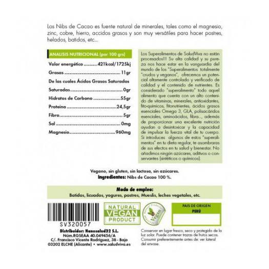 Nibs de Cacao Salud Viva Bio 250g