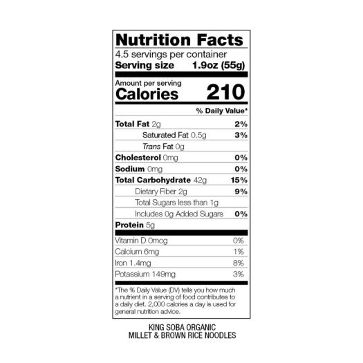 Noodles de Mijo y Arroz Integral Sin Gluten King Soba Bio 250g