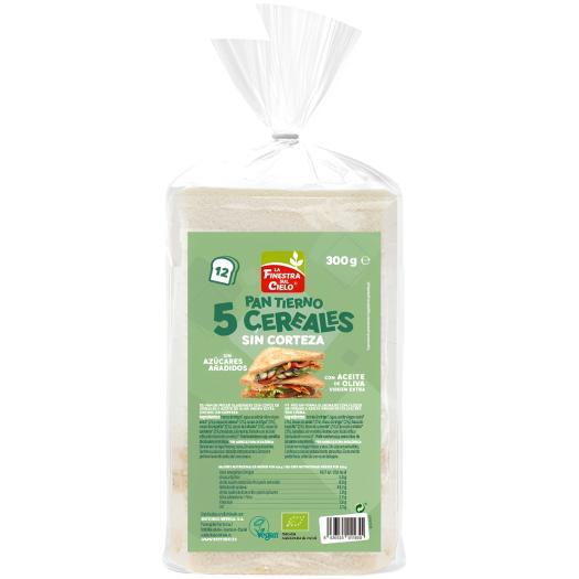 Pan de Molde Tierno 5 Cereales sin Corteza La Finestra Bio 300g