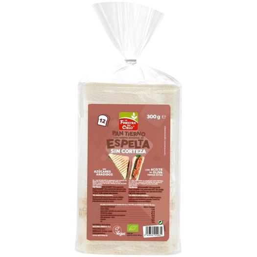 Pan de Molde Tierno de Espelta Integral sin Corteza La Finestra Bio 300g