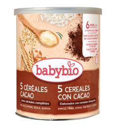 Papillas en Polvo 5 Cereales con Cacao Babybio Bio 220g