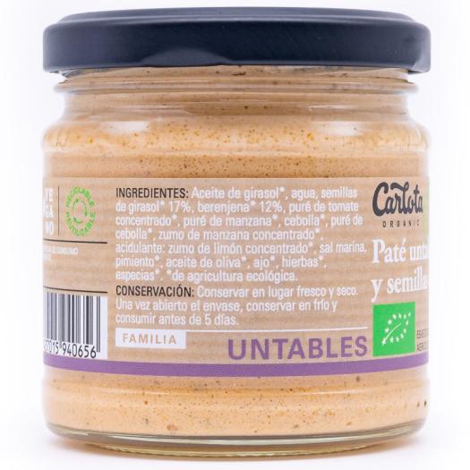 Paté Untable de Berenjena y Semillas de Girasol Carlota Bio 180g