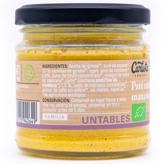 Paté Untable de Papaya, Manzana y Curry Carlota Bio 180g