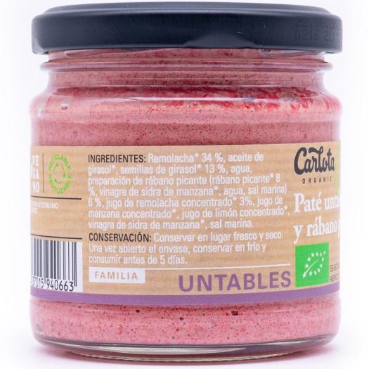 Paté Untable de Remolacha y Rábano Picante Carlota Bio 180g