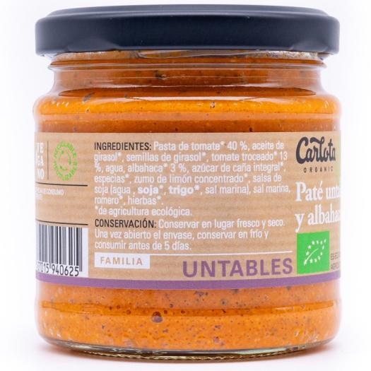 Paté Untable de Tomate y Albahaca Carlota Bio 180g