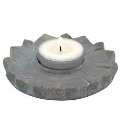 Porta Velas Incensario Loto de Esteatita Natural