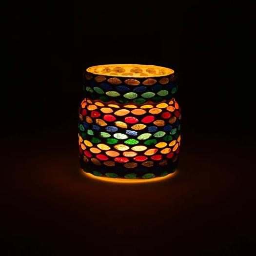 Portavelas de Té Mosaico de Colores de los Chakra 8cm