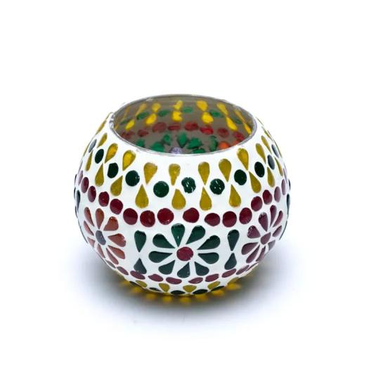 Portavelas de Té Mosaico de Flores 7cm