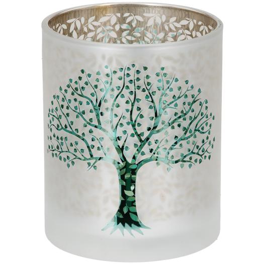 Portavelas Esmerilado Árbol de la Vida 7,3 x 8 cm
