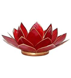 Portavelas Loto 1er Chakra Rojo con Borde Oro 13,5cm