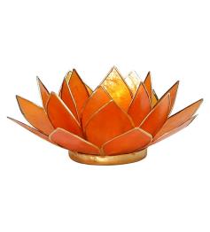 Portavelas Loto 2do Chakra Ámbar, Naranja con Borde Oro 13,5cm