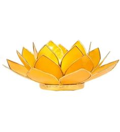 Portavelas Loto 3er Chakra Amarillo con Borde Oro 13,5cm