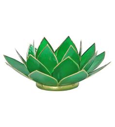 Portavelas Loto 4to Chakra Verde con Borde Oro 13,5cm