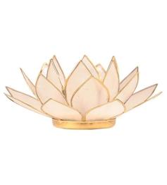 Portavelas Loto Natural y Oro 13,5cm