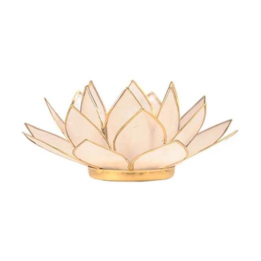 Portavelas Loto Natural y Oro 13,5cm