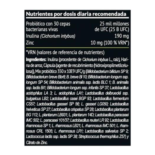 Probull con Probiótico de 30 cepas, Inulina y Zinc Paleobull 60 cápsulas