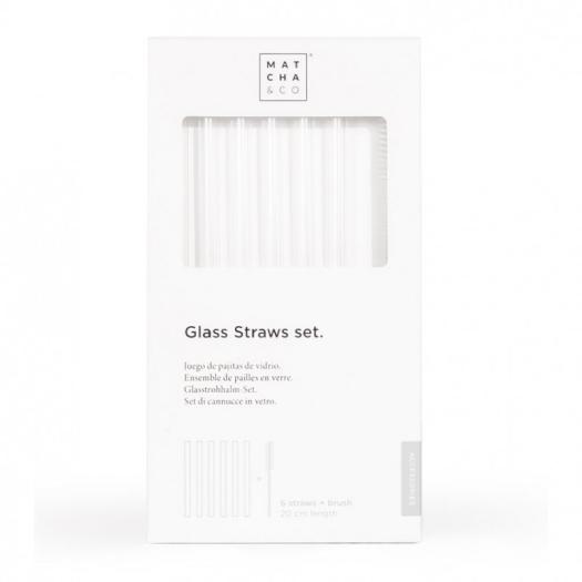 Set de 6 Pajitas de Vidrio con Cepillo Limpiador Matcha&Co