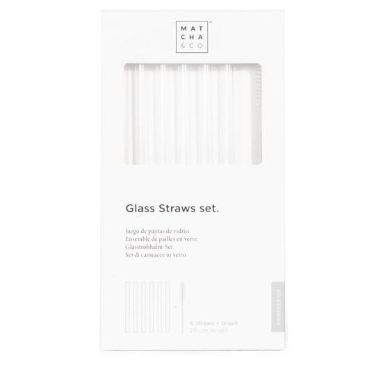 Set de 6 Pajitas de Vidrio con Cepillo Limpiador Matcha&Co