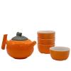Set de Tetera Cerámica 4 Tazas Naranja