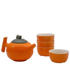 Set de Tetera Cerámica 4 Tazas Naranja