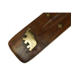 Soporte Incienso Madera Elefante 25cm