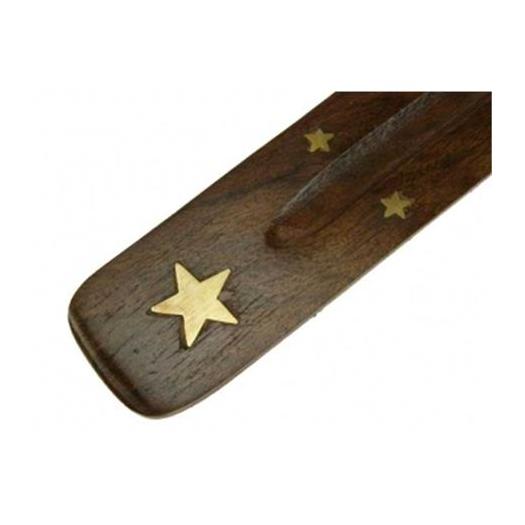 Soporte Incienso Madera Estrella 25cm