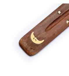 Soporte Incienso Madera Luna 25cm