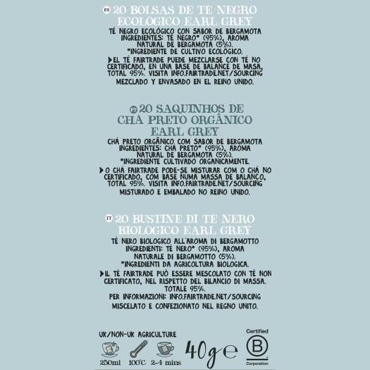 Té Negro Earl Grey Cupper Bio 20 bolsitas