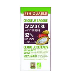 Tableta de Cacao Crudo 82% Ecuador Ethiquable Bio 80g