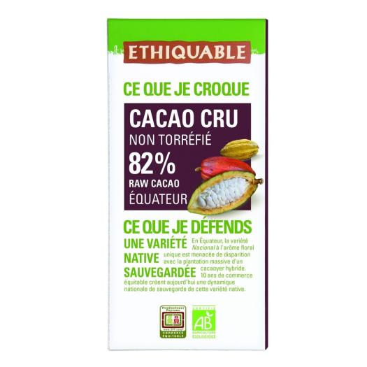 Tableta de Cacao Crudo 82% Ecuador Ethiquable Bio 80g