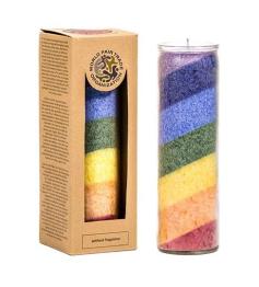 Vela Arco Iris Sin Perfume en Cristal 21x6cm