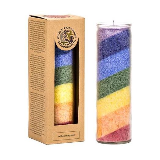 Vela Arco Iris Sin Perfume en Cristal 21x6cm