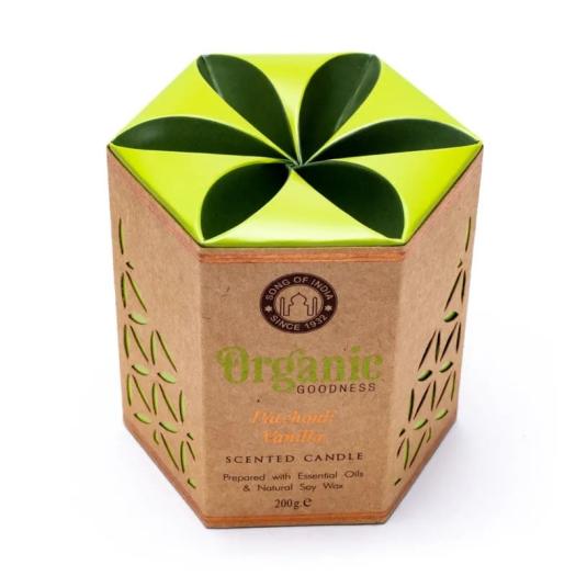 Vela de Cera de Soja Pachulí y Vainilla Organic Goodness 200g