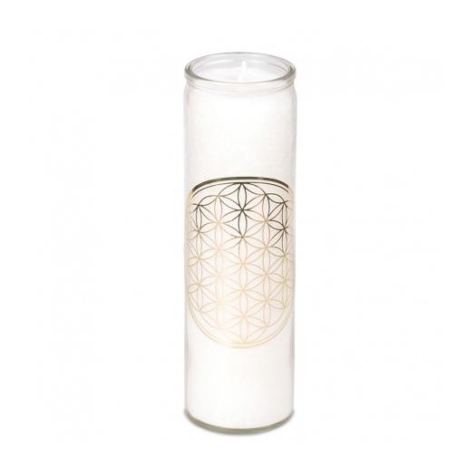 Vela de Estearina Flor de la Vida en Vidrio Blanca