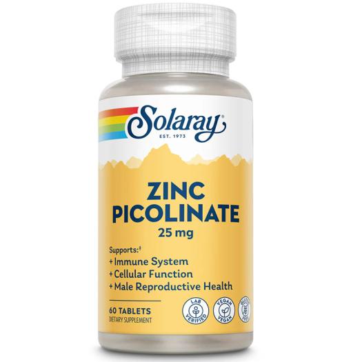 Zinc Picolinato 25 mg Solaray 60 Tabletas